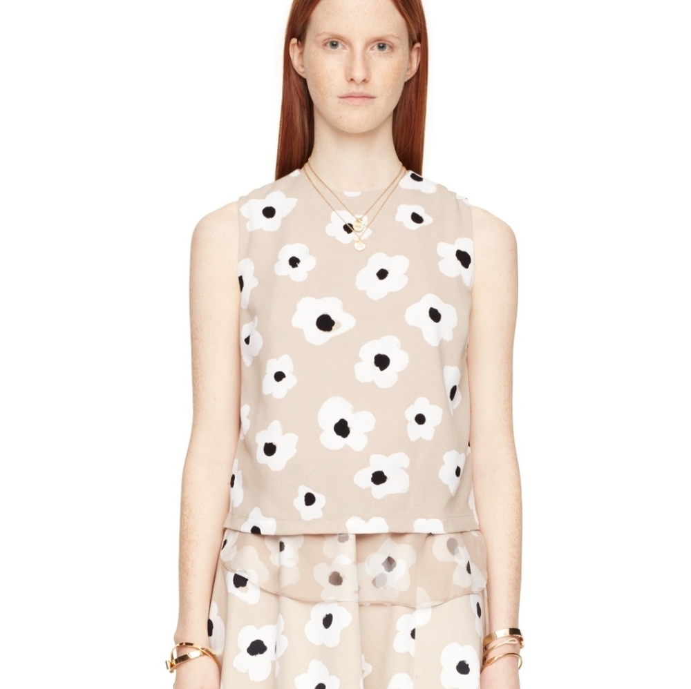 Kate Spade Beige Floral Sleeveless Blouse